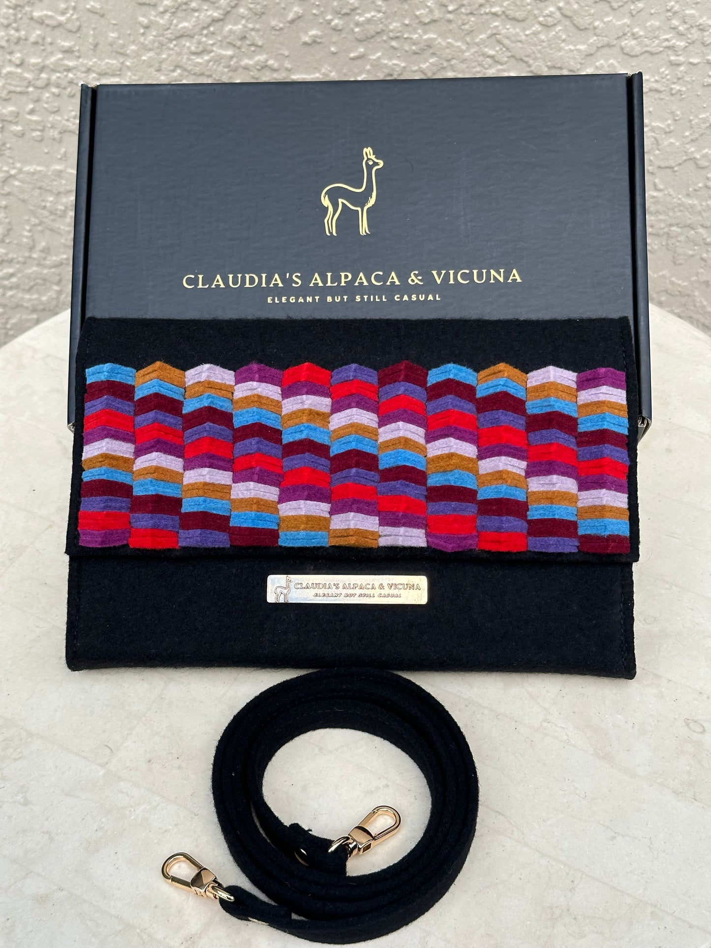 Elegant Clutch Purse, Crossbody Bag, elegant Alpaca felt material.