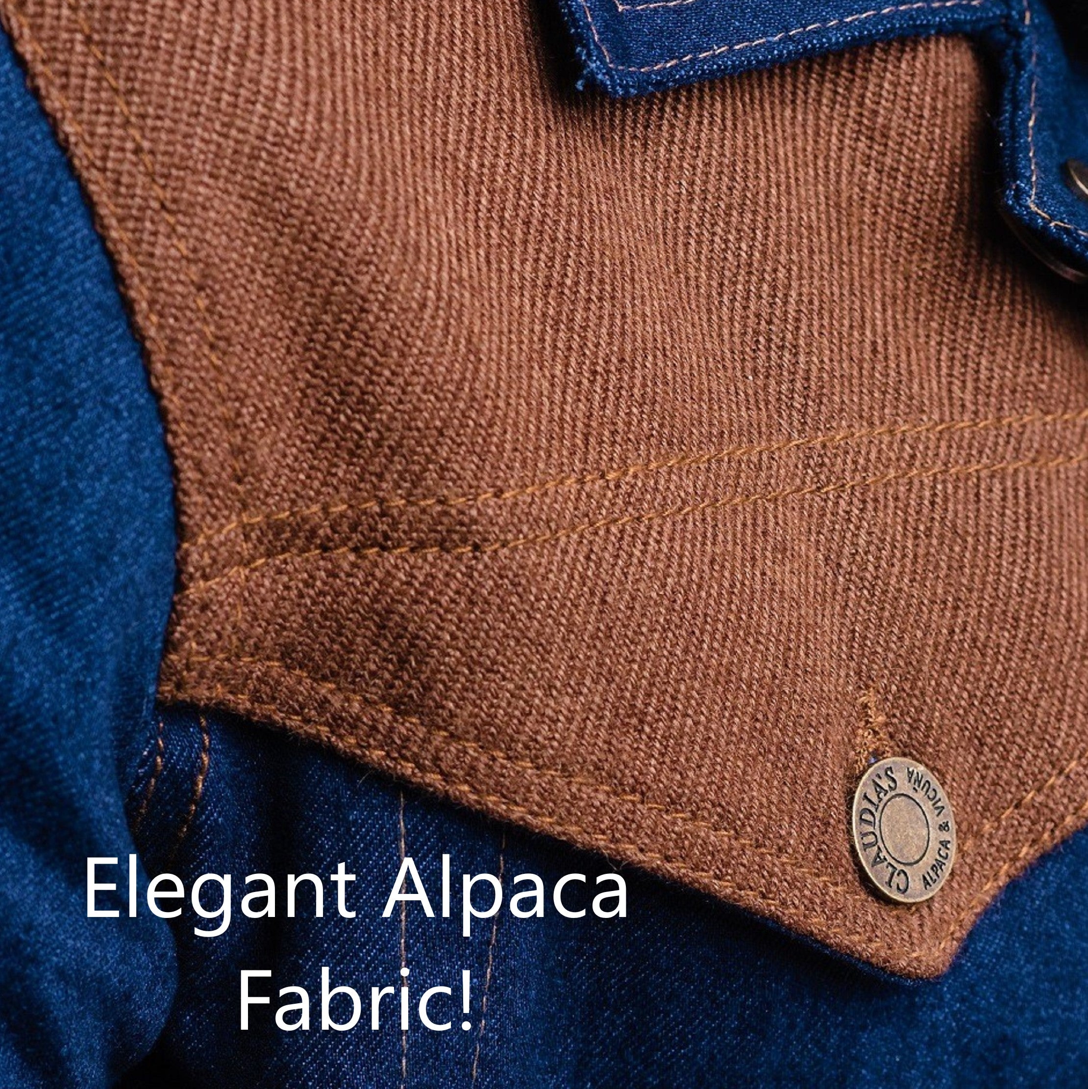 Denim jacket for men with elegant alpaca fabric application.