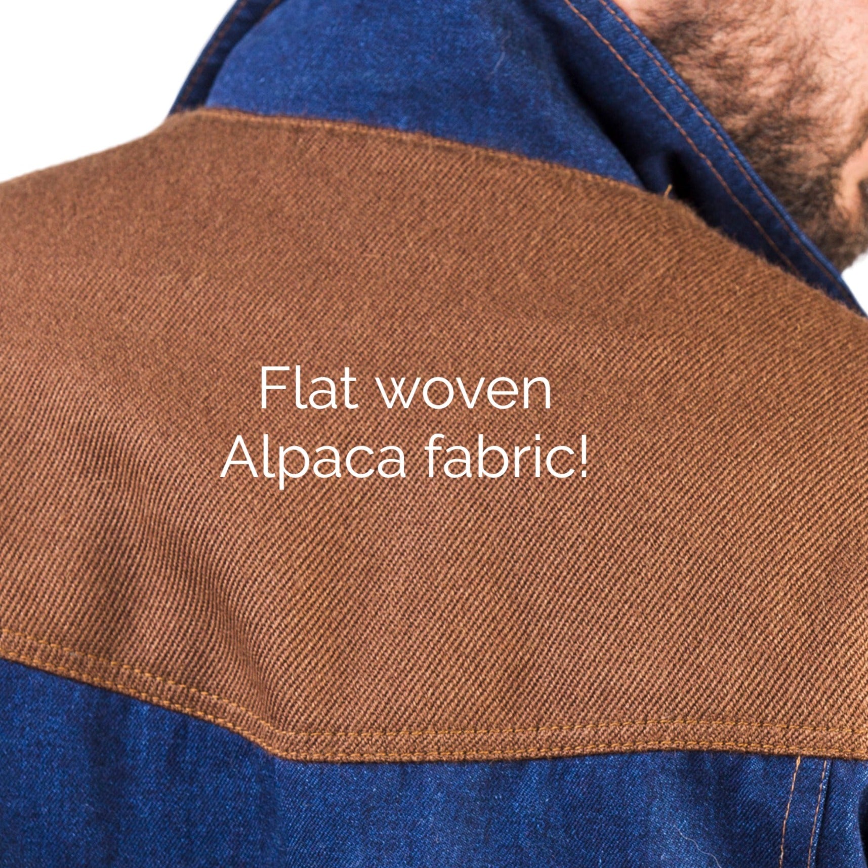 Denim jacket for men with elegant alpaca fabric application.