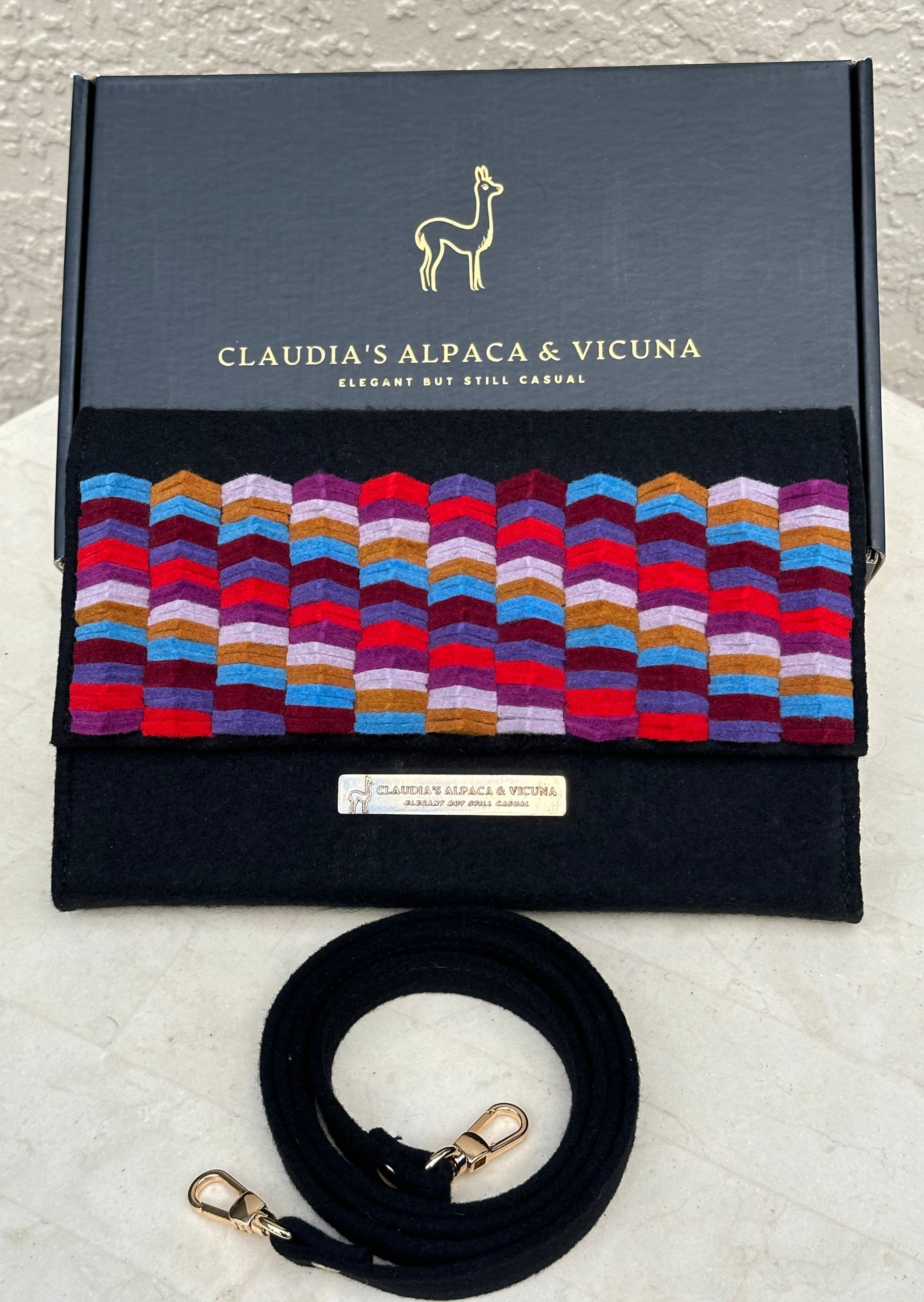 Elegant Clutch Purse, Crossbody Bag, elegant Alpaca felt material.