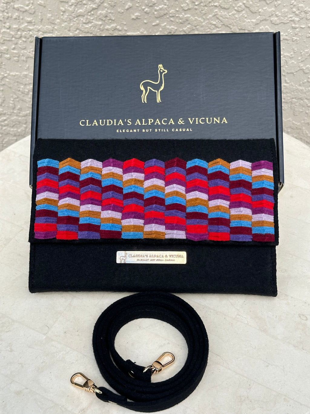 Elegant Clutch Purse, Crossbody Bag, elegant Alpaca felt material.