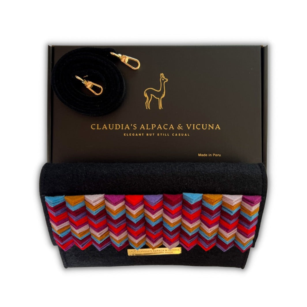 Elegant Clutch Purse, Crossbody Bag, elegant Alpaca felt material.