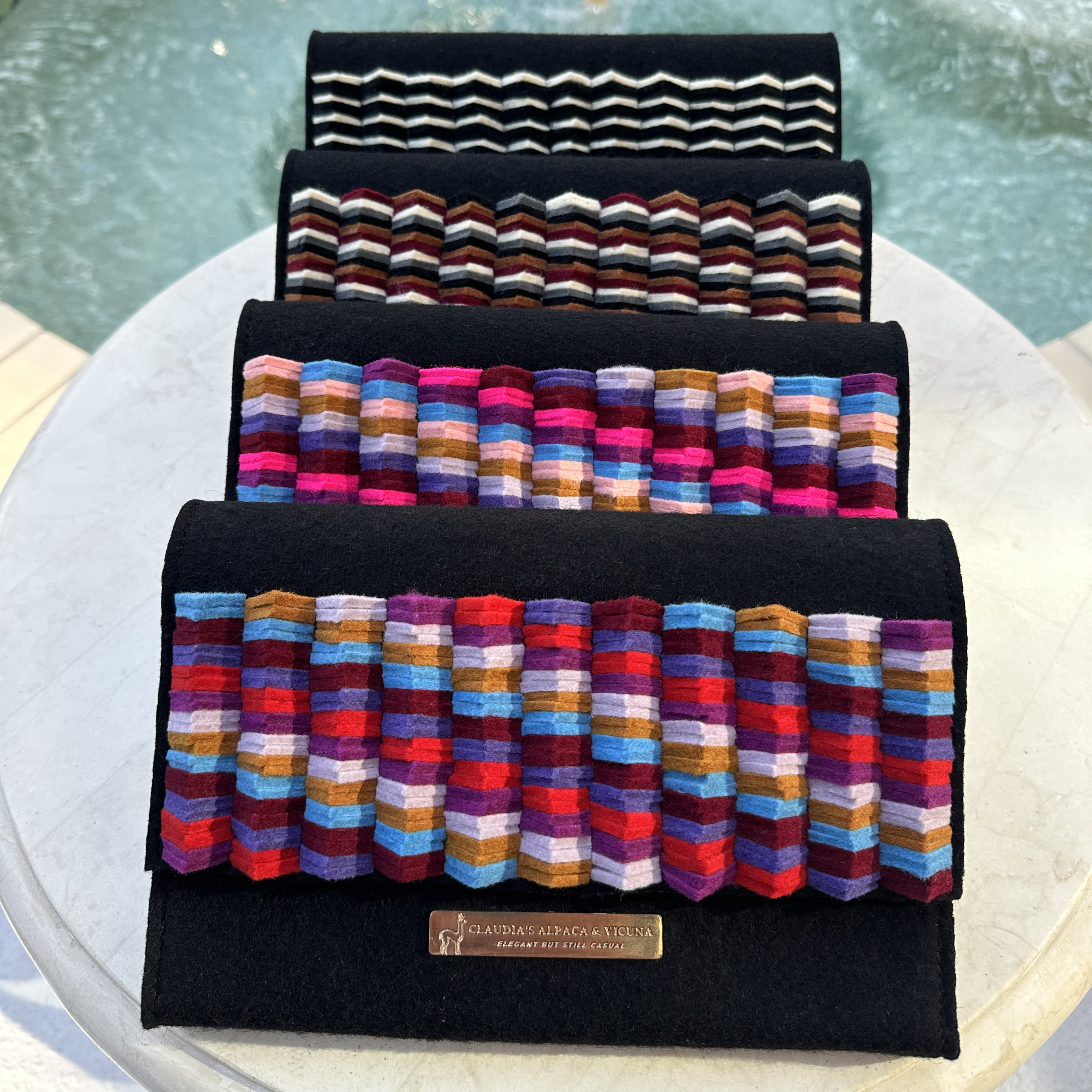 Elegant Clutch Purse, Crossbody Bag, elegant Alpaca felt material.