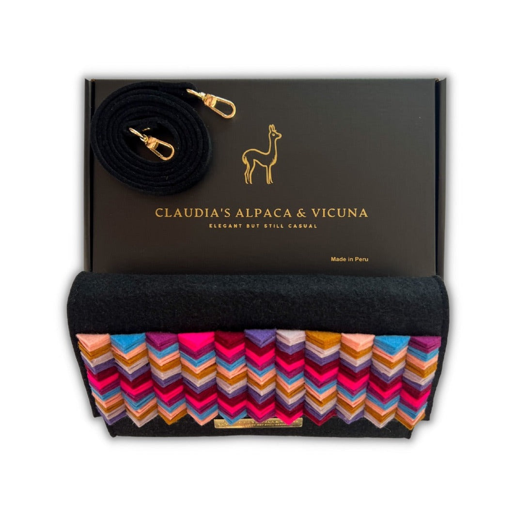 Elegant Clutch Purse, Crossbody Bag, elegant Alpaca felt material.